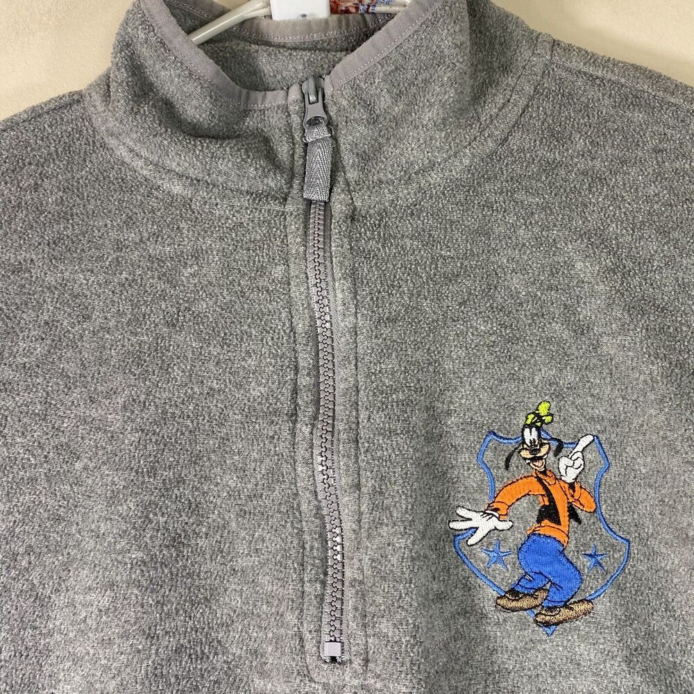 VTG Disney Store Goofy Unisex Extra Large XL 1/4 Zip Fleece Police Badge Gray